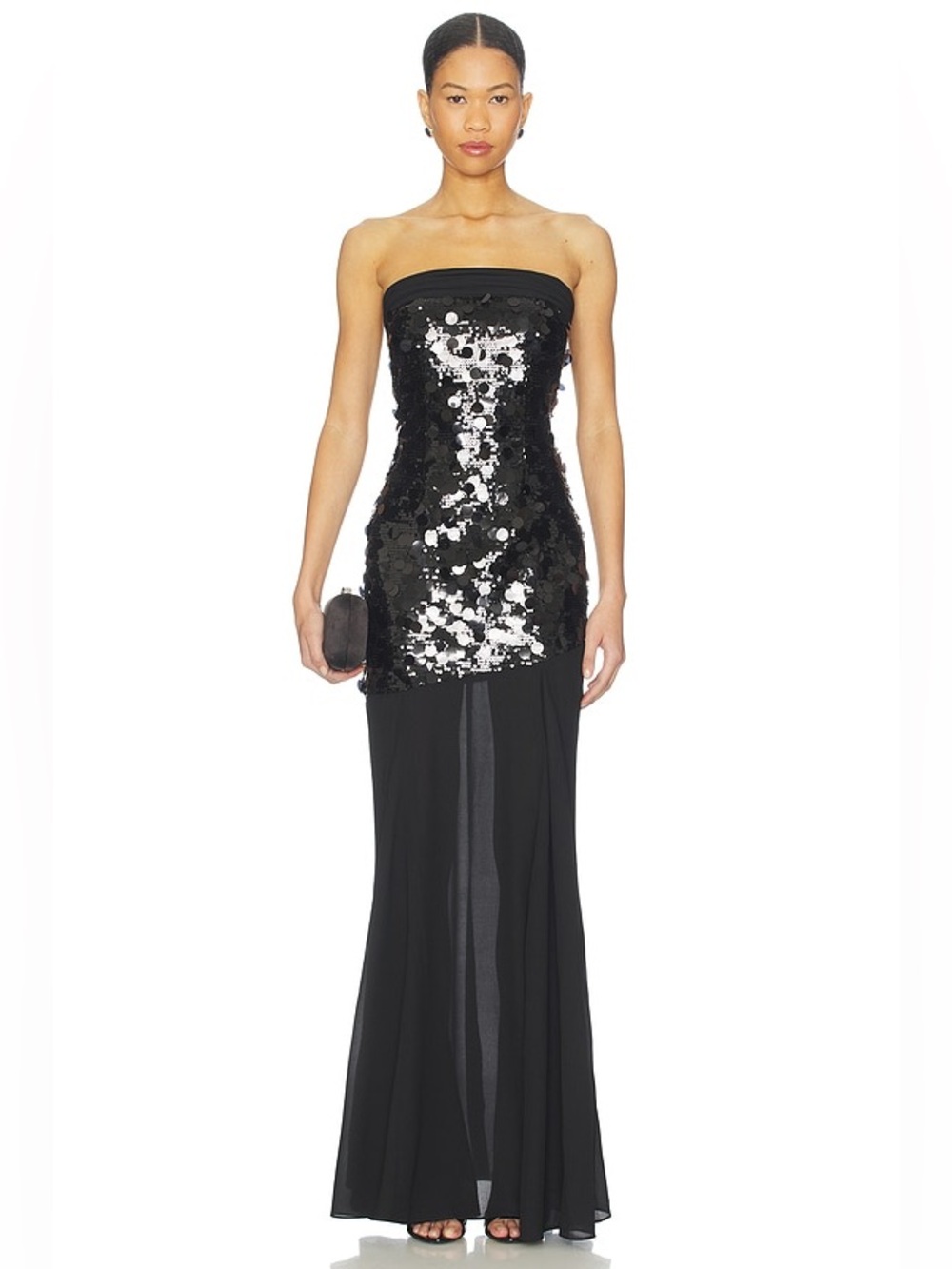 MAJORELLE (REVOLVE) Mills Black Strapless Sequin Bodice Gown